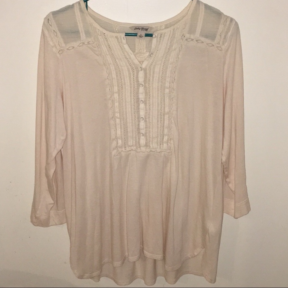 Lucky brand Embroidered bib front henley. NWOT.